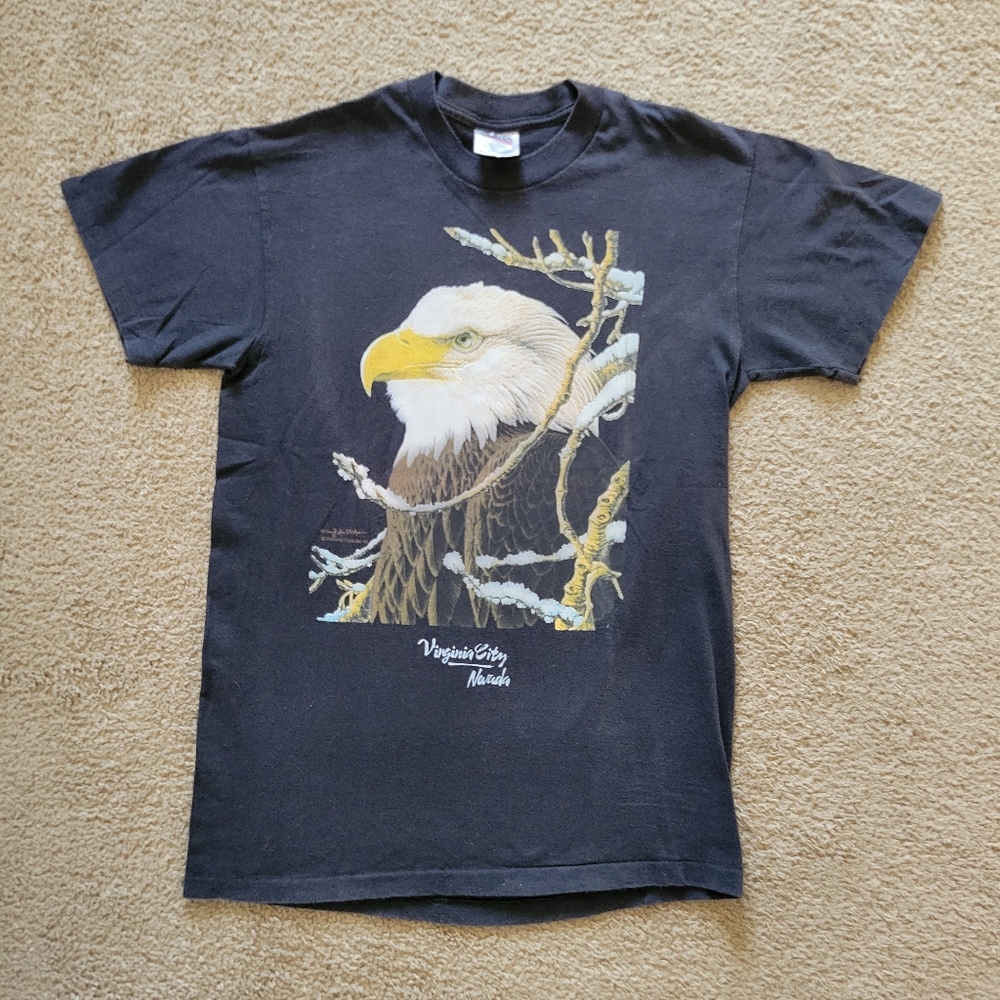 Vintage 90s Eagle T Shirt Single Stitch M Virgibia City Nevada Travel T 50.50